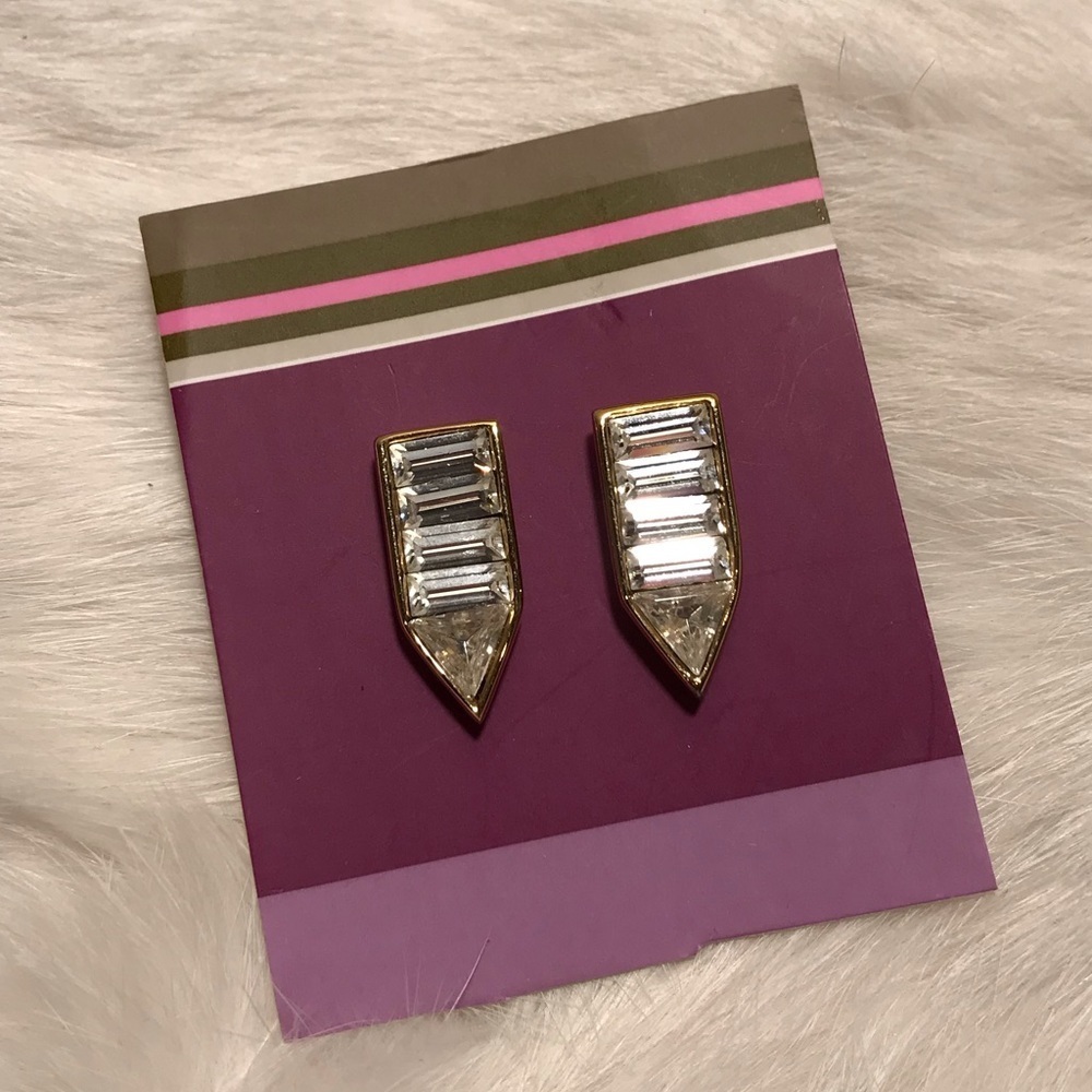 Vintage Monet Signed Faux Diamond Goldtone Earring